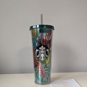 Starbucks Tropical Leaves Bug Metallic Tumbler